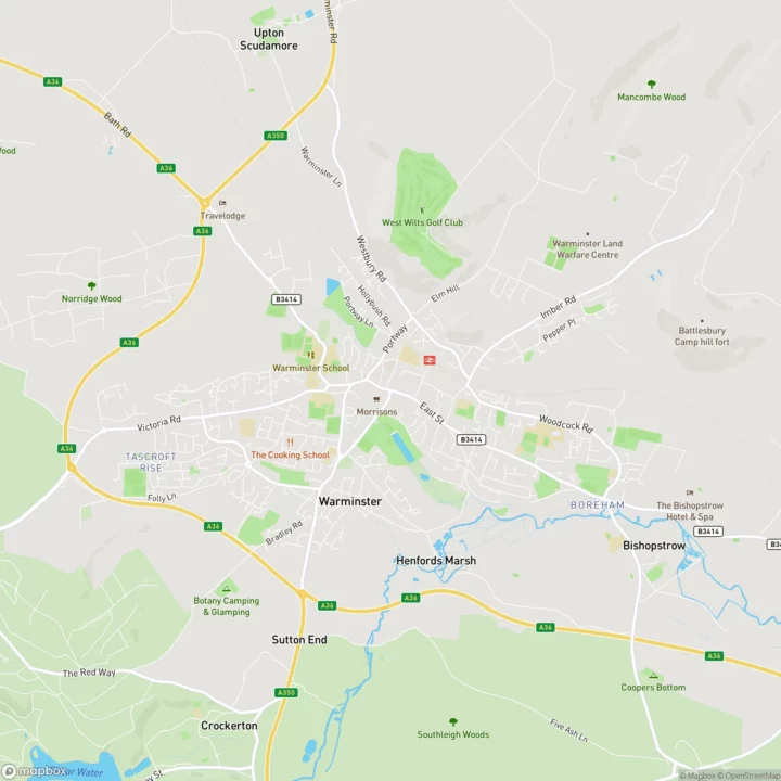 Map of the Warminster area