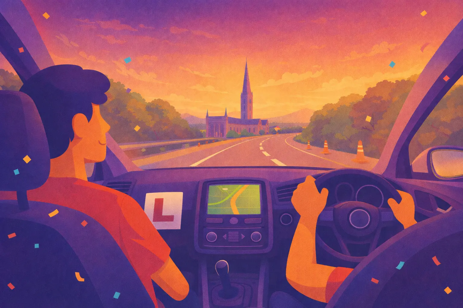 Learner driver driving in Salisbury